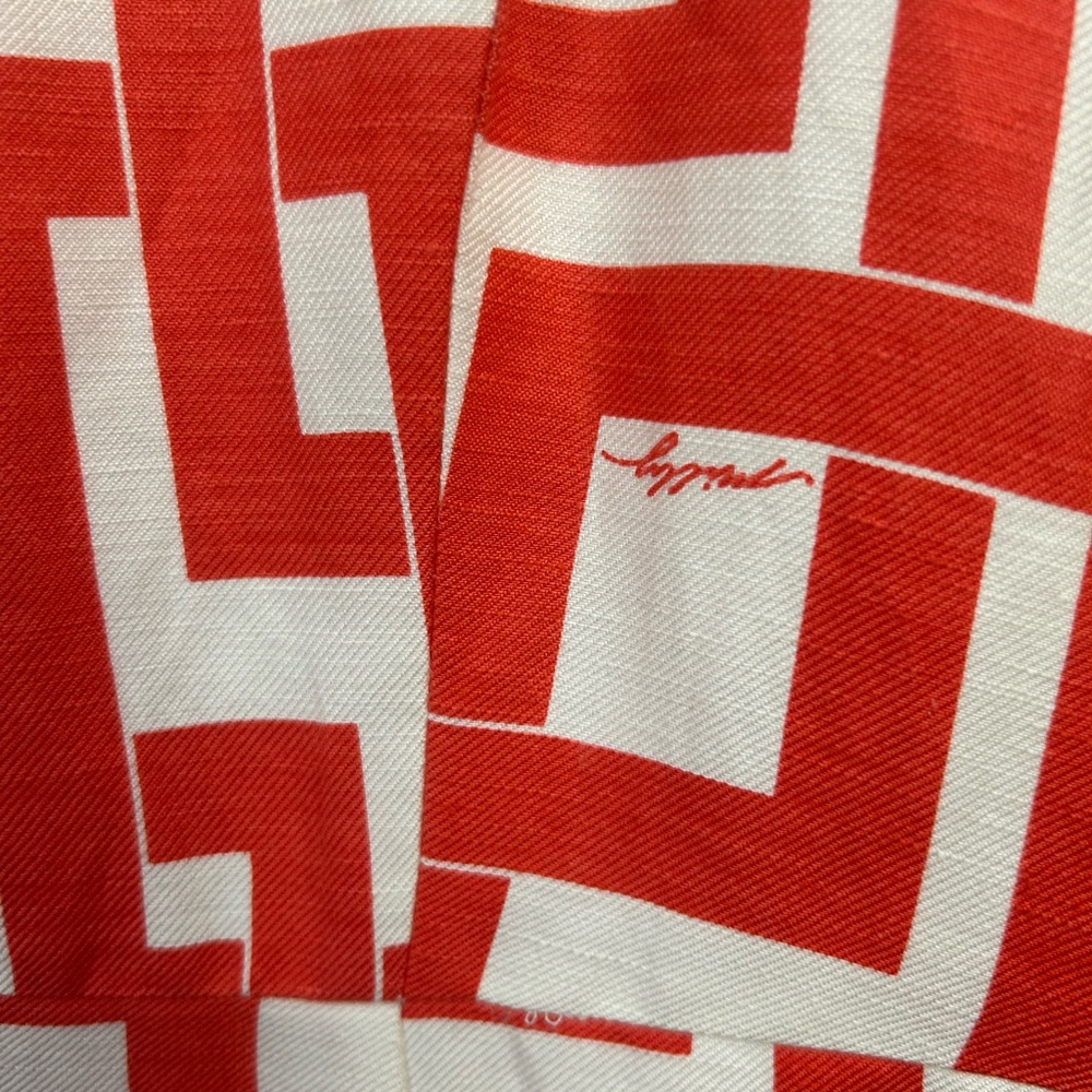 Milly of New York red & white geometric sleeveless linen/silk mini dress size 4 - Picture 6 of 10